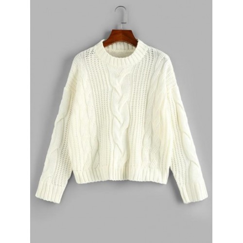 Cable Knit Drop Shoulder Loose Sweater