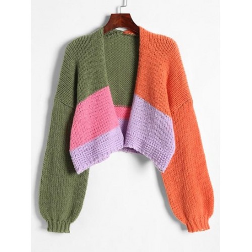 Chunky Colorblock Open Cardigan