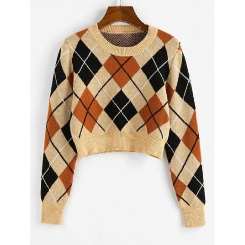 Argyle Crop Jumper Sweater