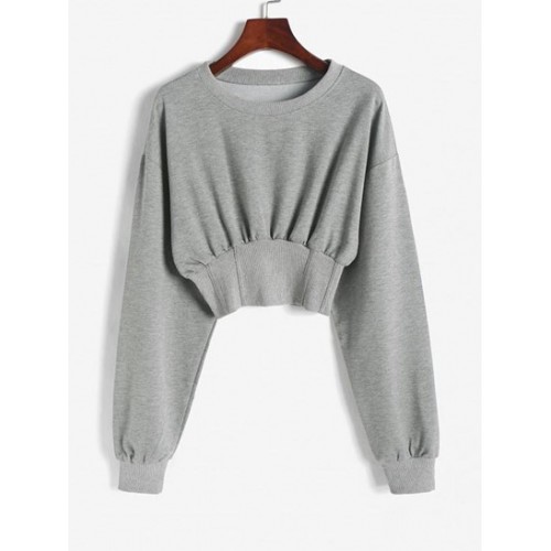 Drop Shoulder Corset Style Crop Sweatshirt