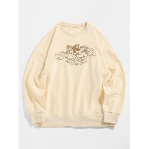 Drop Shoulder Graphic Embroidered Sweatshirt