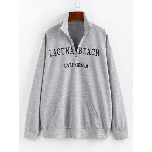 Half Zip CALIFORNIA Graphic Pocket Sweatshirt