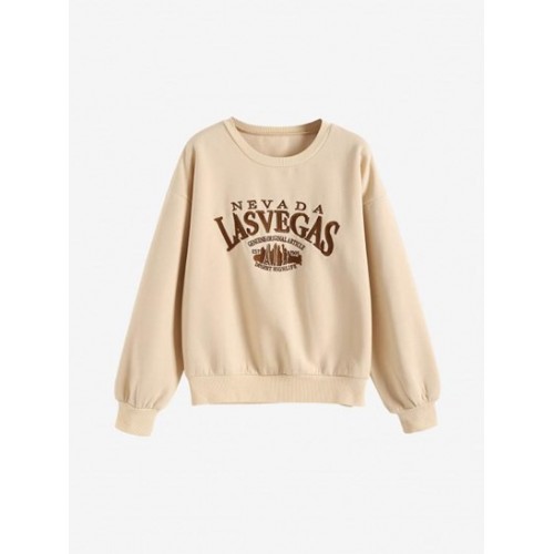Rib-trim LAS VEGAS Embroidered Fleece-lined Sweats...