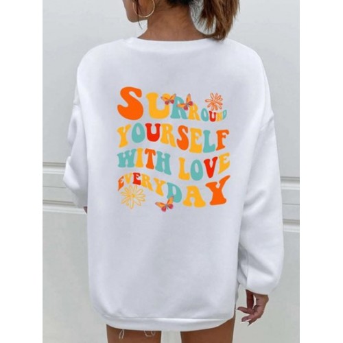 Colorful Letter Print Crew Neck Sweatshirt