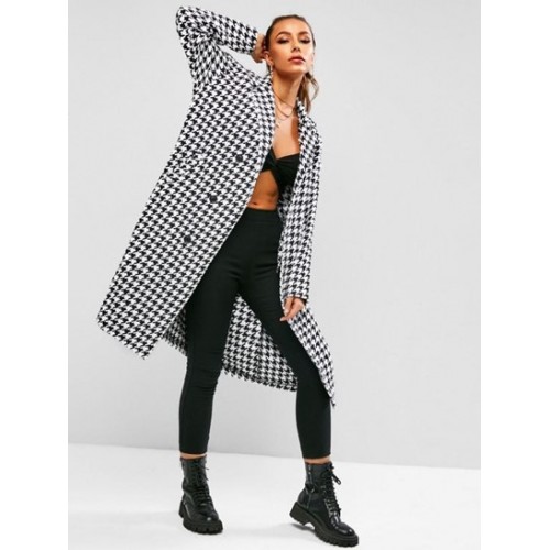 Houndstooth Long Coat