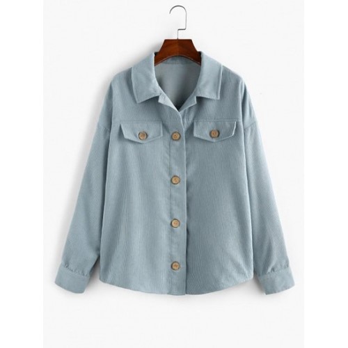 Corduroy Button Up Flap Detail Jacket