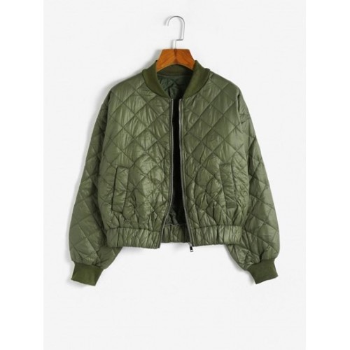 Quilted Drop Shoulder Bomber Jacket