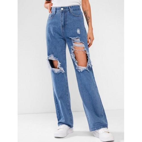 Ripped Baggy Wide Leg Jeans