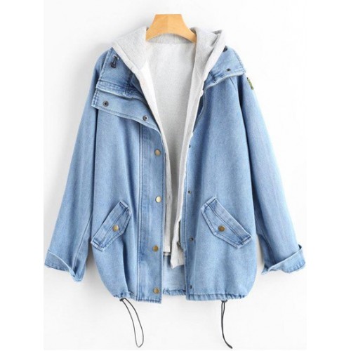 Button Up Denim Jacket And Hooded Vest