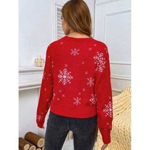 Christmas Santa Claus Embroidered Snowflake Sweater