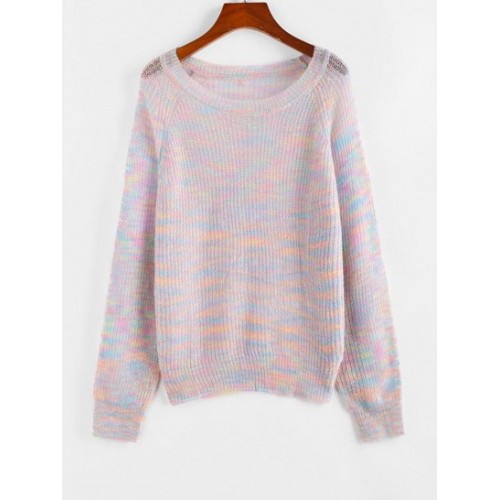 Raglan Sleeve Rainbow Heathered Sweater