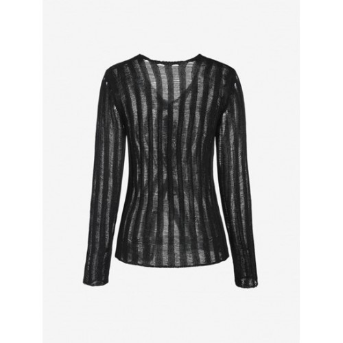 Semi Sheer Lace Up Front Knitwear