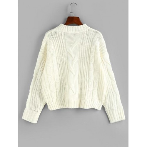 Cable Knit Drop Shoulder Loose Sweater