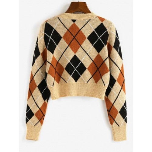 Argyle Crop Jumper Sweater