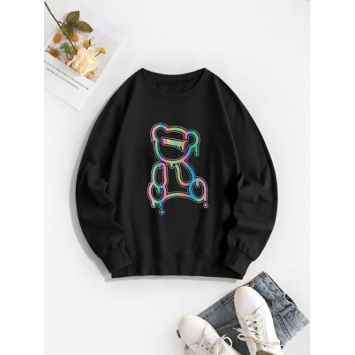 Crewneck Bear Pattern Sweatshirt