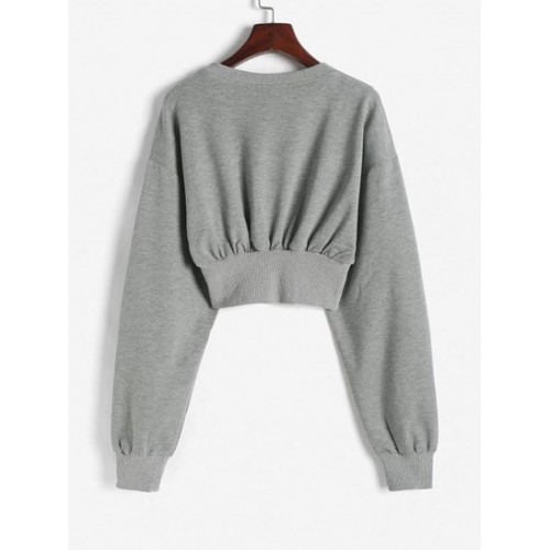 Drop Shoulder Corset Style Crop Sweatshirt