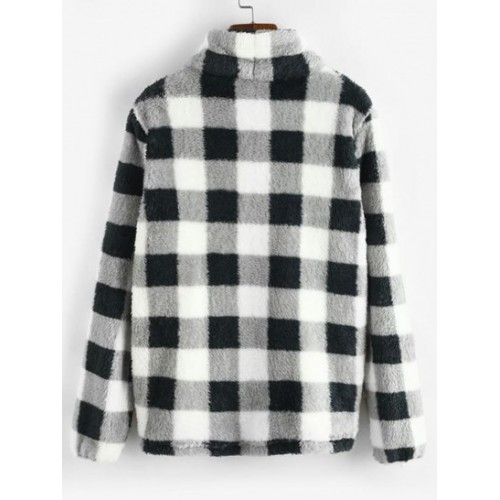 Plaid Plush Quarter Zip Sweatshirt