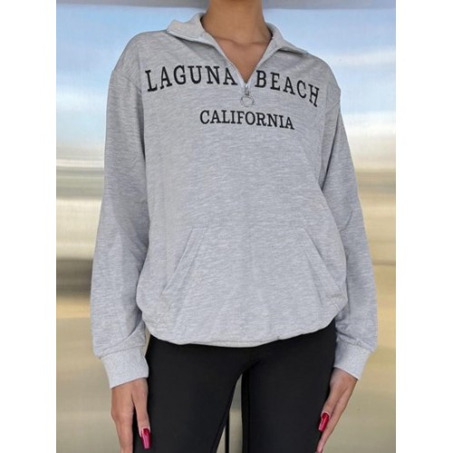 Half Zip CALIFORNIA Graphic Pocket Sweatshirt
