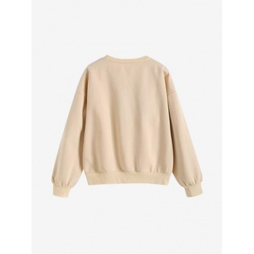 Rib-trim LAS VEGAS Embroidered Fleece-lined Sweatshirt
