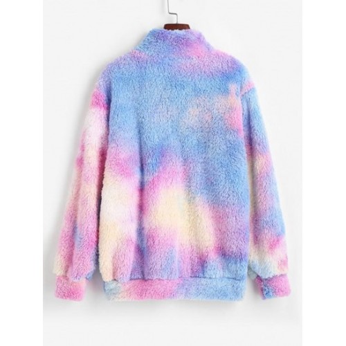 Quarter Zip Tie Dye Fluffy Sweatshirt