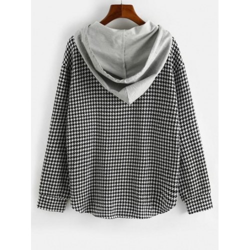 Houndstooth Button Up Combo Jacket