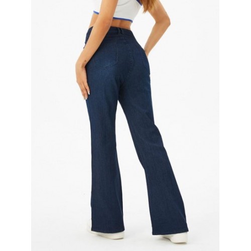 High Waist Belted Wide And Flare Jeans