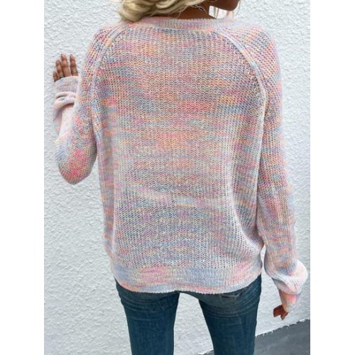 Raglan Sleeve Rainbow Heathered Sweater