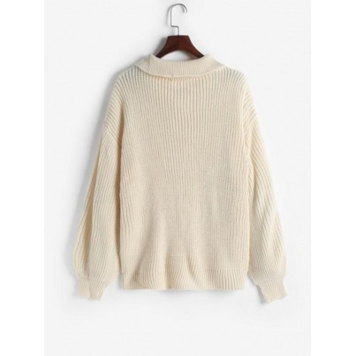 Drop Shoulder Half Zip Jumper Sweater