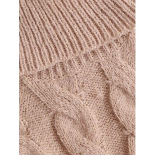 Roll Neck Cable Knit Longline Sweater