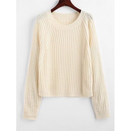 Wide Rib Plain Raglan Sleeve Sweater