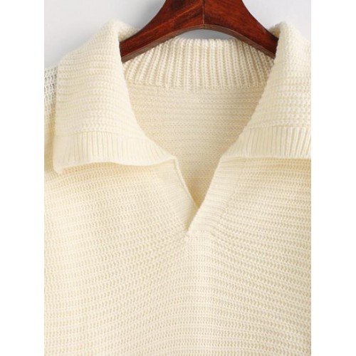 Solid Collared Lantern Sleeve Sweater