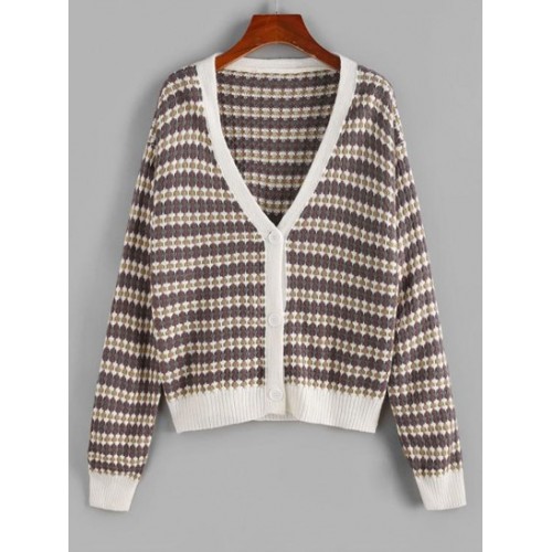 V Neck Graphic Slouchy Cardigan