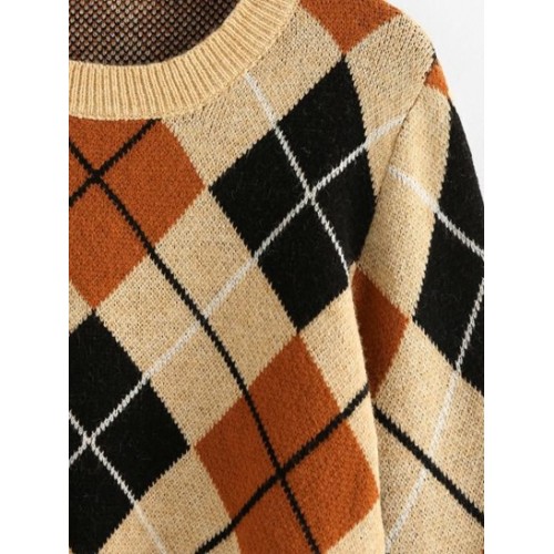 Argyle Crop Jumper Sweater