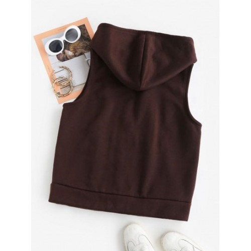 Zip Up Fleece-lined Sleeveless Hoodie