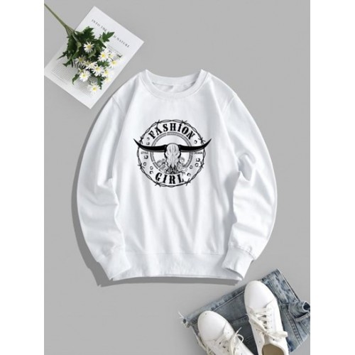 Animal Rose Letter Graphic Sweatshirt