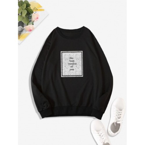 Slogan Graphic Pullover Sweatshirt