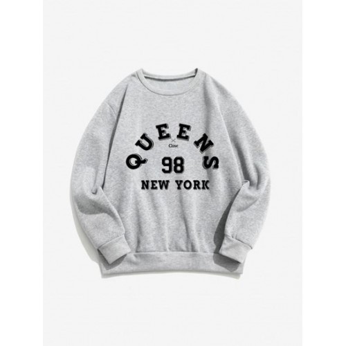 Queens 98 Print Drop Shoulder Thermal Lined Sweatshirt