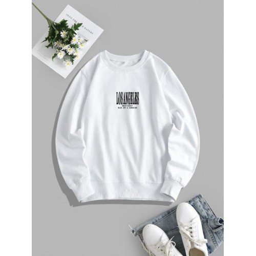 Letter Los Angeles Print Pullover Sweatshirt