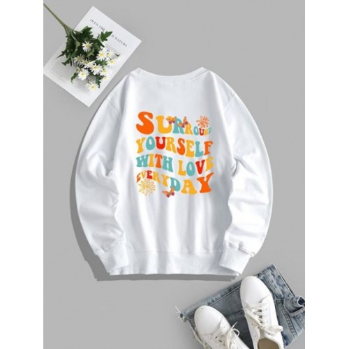 Colorful Letter Print Crew Neck Sweatshirt