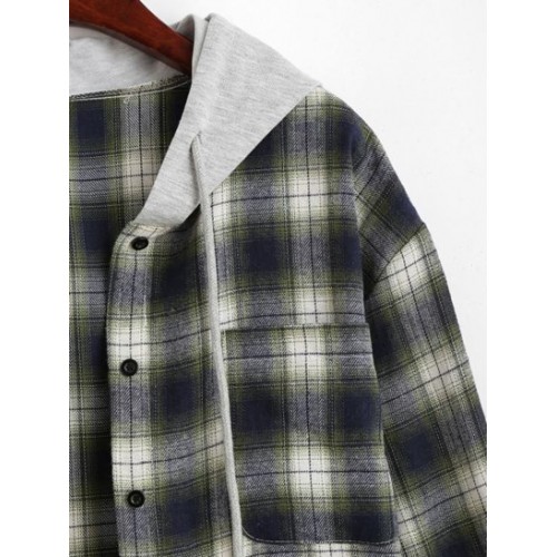 Hooded Checked Front Pocket Jacket