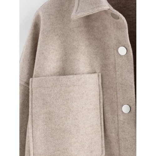 Drop Shoulders Double Pockets Button Up Coat