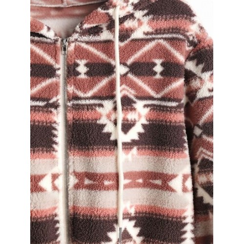 Faux Fur Aztec Hooded Coat