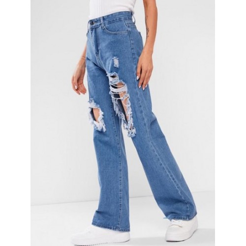 Ripped Baggy Wide Leg Jeans