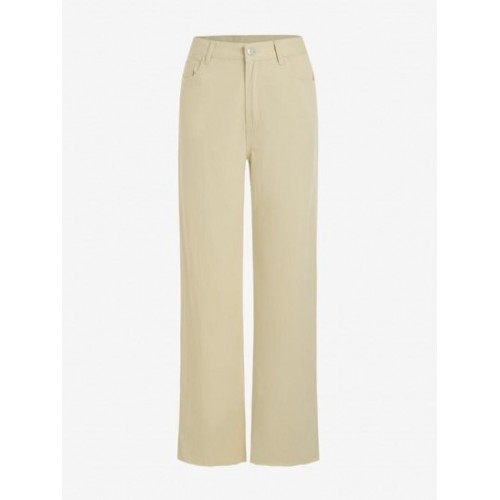 Solid Color Side Slit Wide Leg Pants