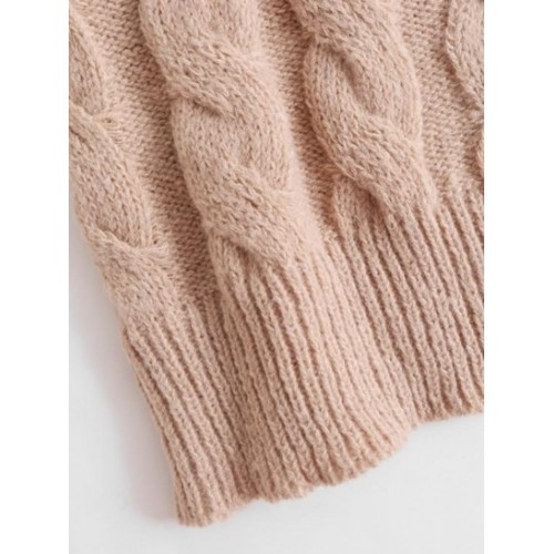 Roll Neck Cable Knit Longline Sweater