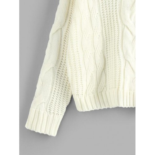 Cable Knit Drop Shoulder Loose Sweater