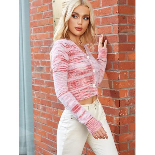 Fuzzy Space Dye Cropped Cardigan