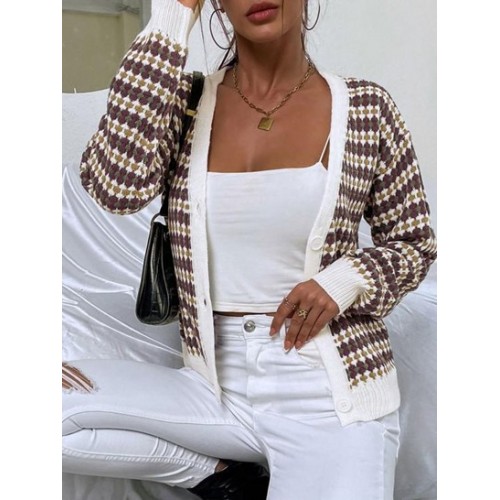 V Neck Graphic Slouchy Cardigan