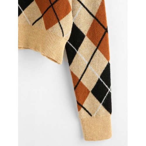 Argyle Crop Jumper Sweater