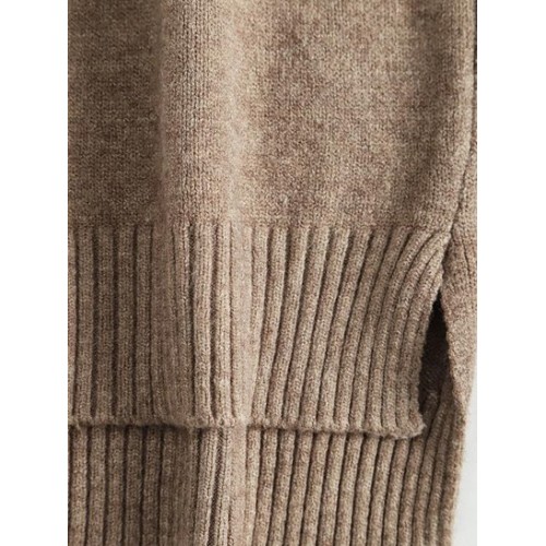 Turtleneck Raglan Sleeve Contrast Ribbed Sweater